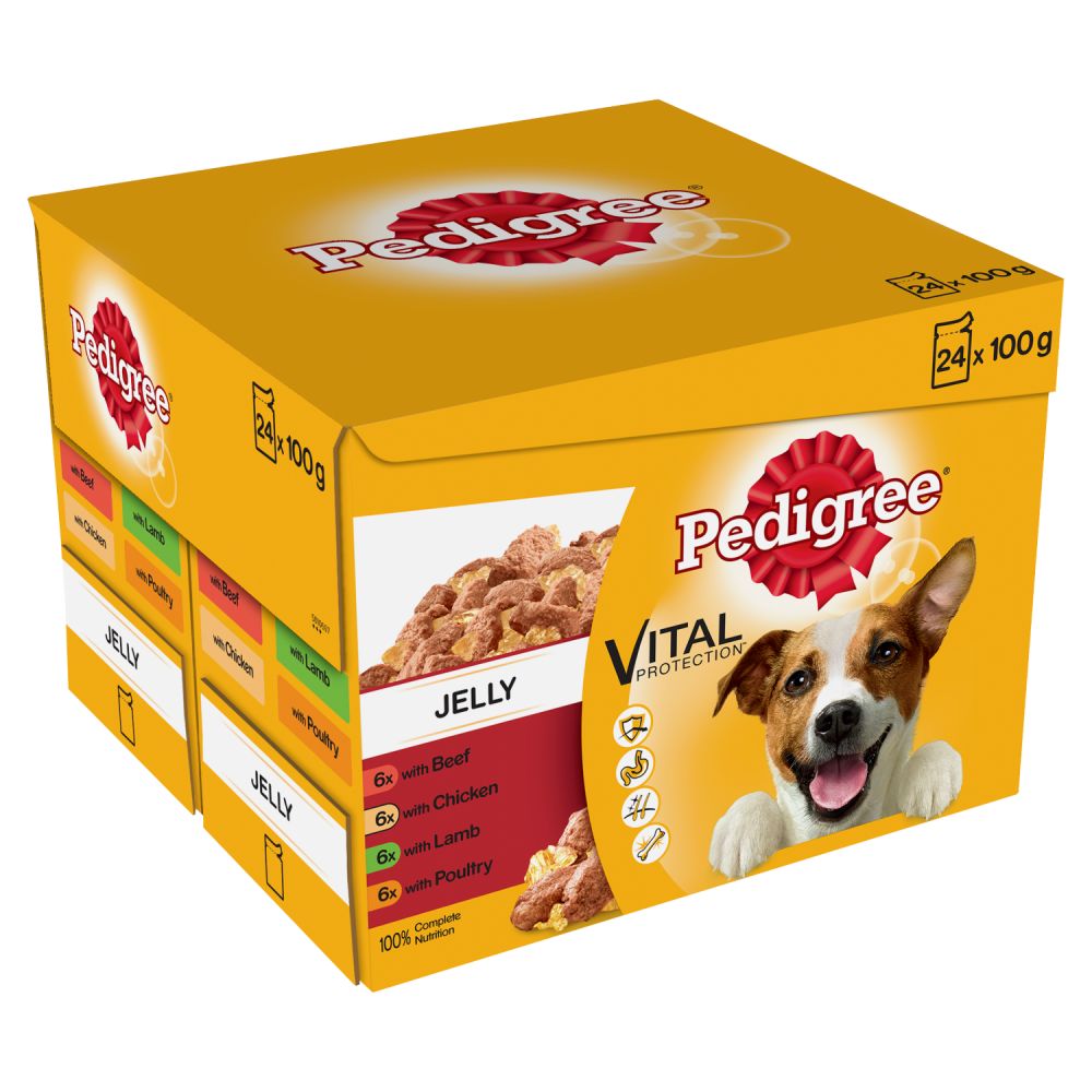 Pedigree Adult Wet Dog Food Pouches Mixed Selection in Jelly 24 x 100g