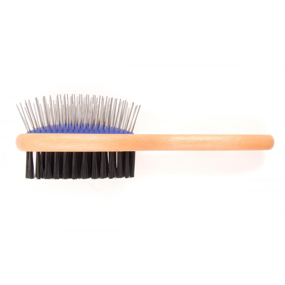 Ancol Ergo Wooden Handle Double Sided Dog Grooming Brush