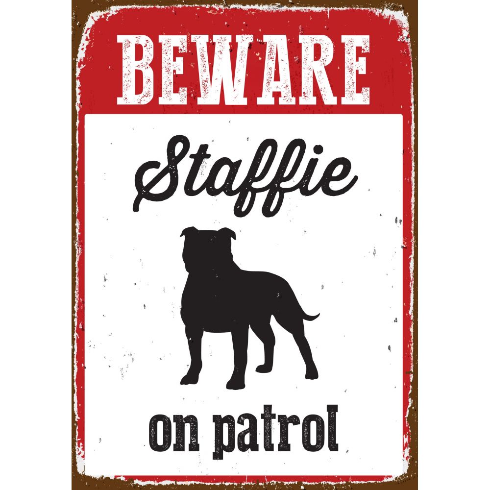 Beware Staffie on Patrol Tin