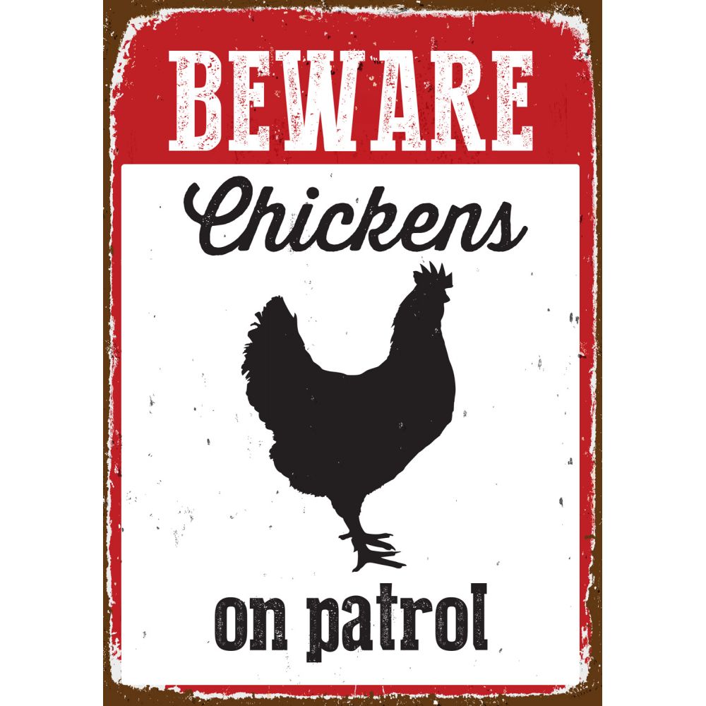 Beware Chicken on Patrol Tin