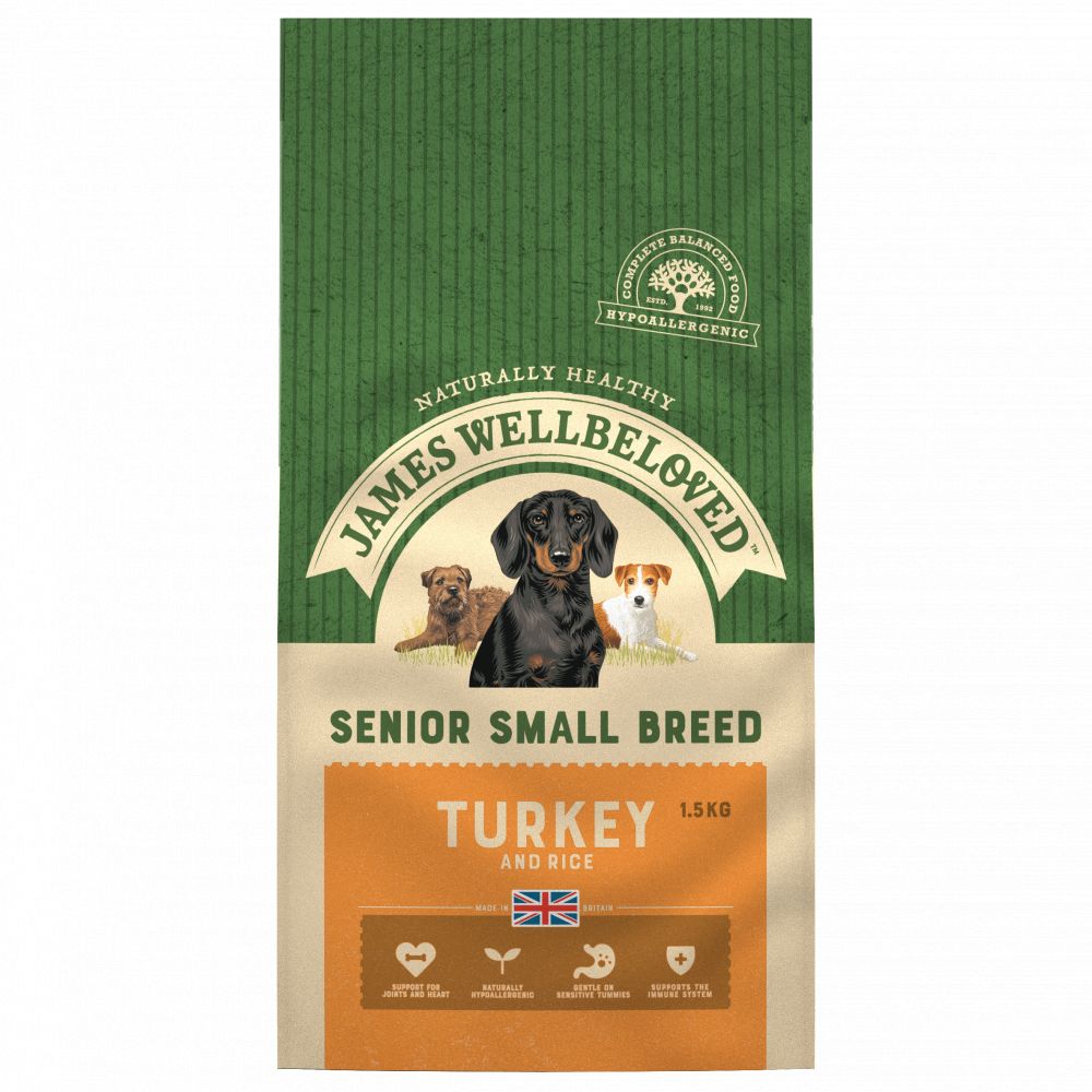 JAMES WELLBELOVED Turkey & Rice Senior Dog Food Small Breed 1.5kg