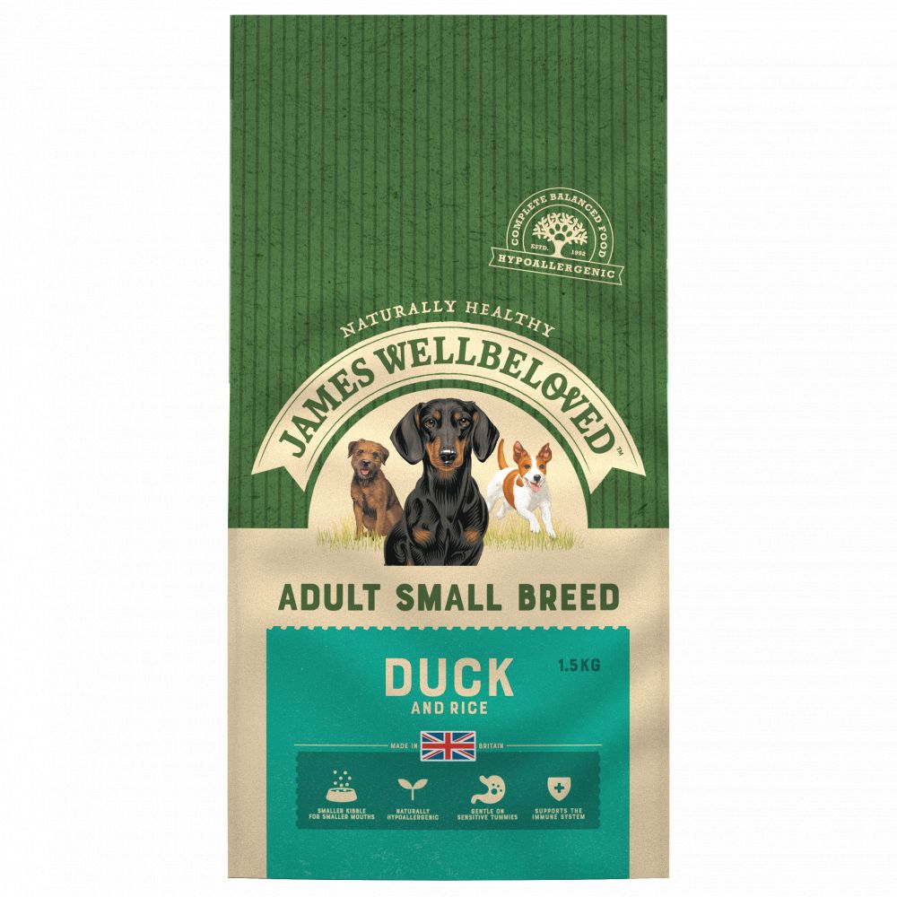 JAMES WELLBELOVED Duck & Rice Adult Dog Food Small Breed 1.5kg