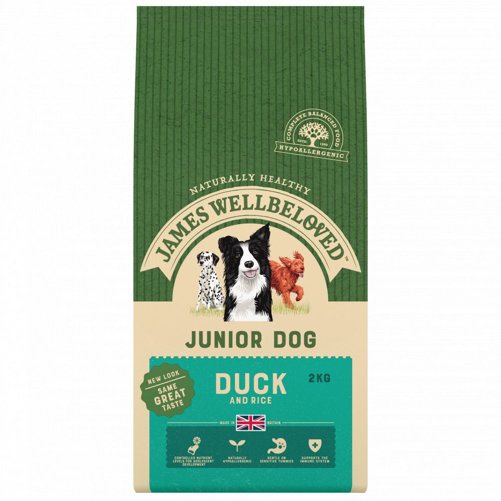 JAMES WELLBELOVED Duck & Rice Kibble Junior Dog Food 2kg