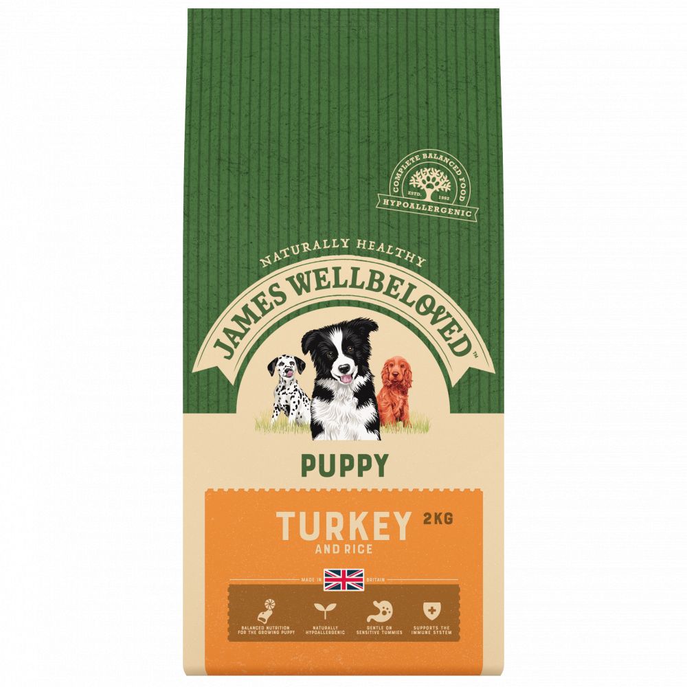 JAMES WELLBELOVED Turkey & Rice Kibble Dry Puppy Dog Food 2kg