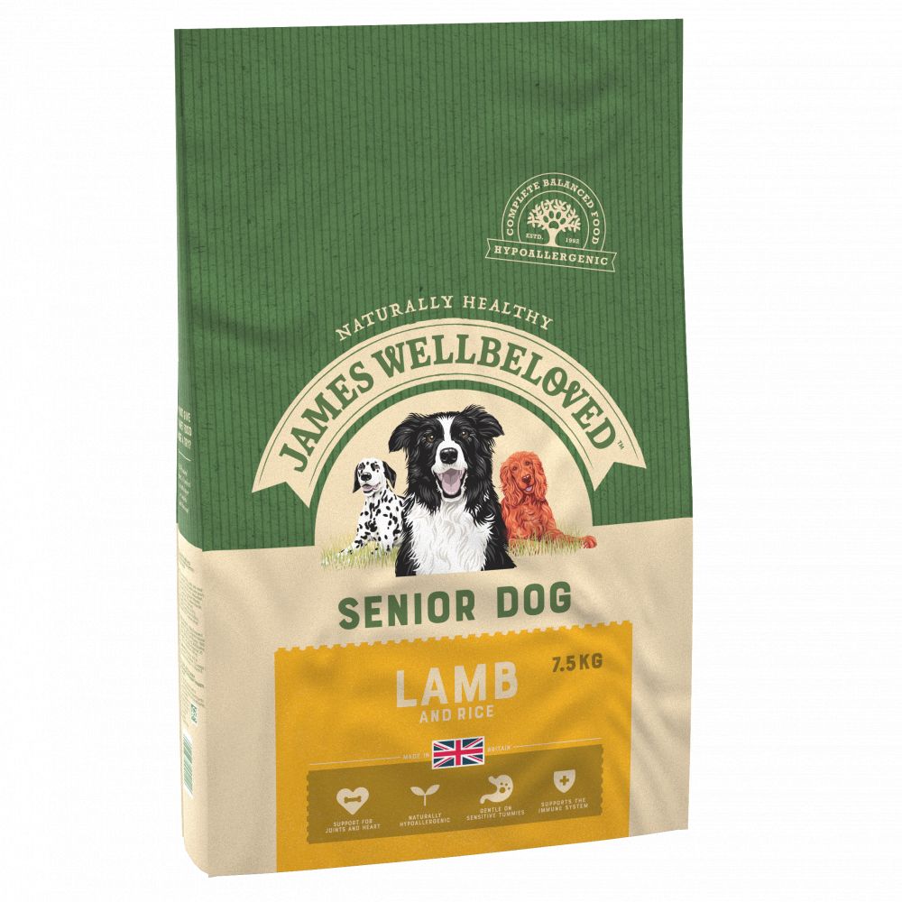 JAMES WELLBELOVED Lamb & Rice Kibble Senior Dry Dog Food 7.5kg