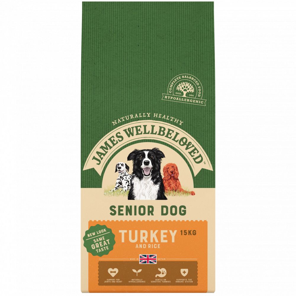 JAMES WELLBELOVED Turkey & Rice Kibble Senior Dry Dog Food 15kg