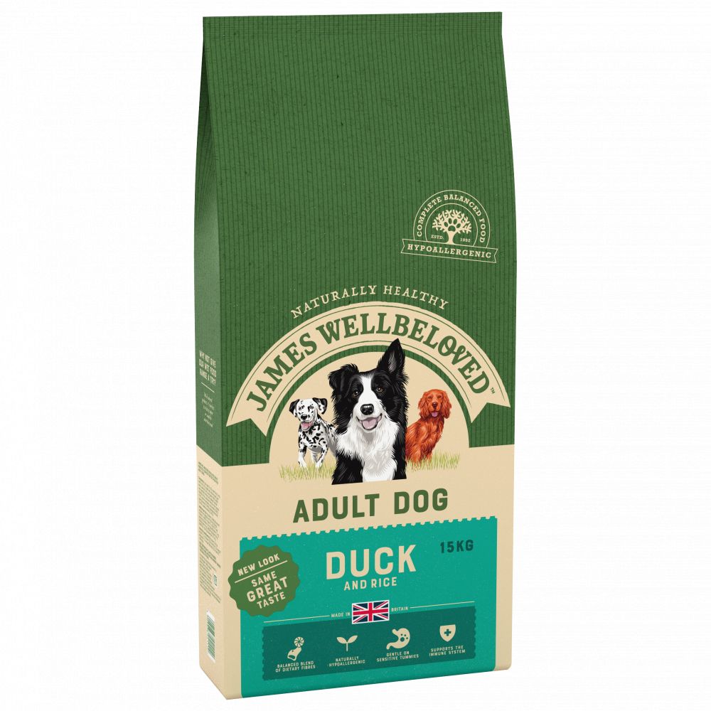 JAMES WELLBELOVED Duck & Rice Kibble Adult Dog Food Maintenance 15kg