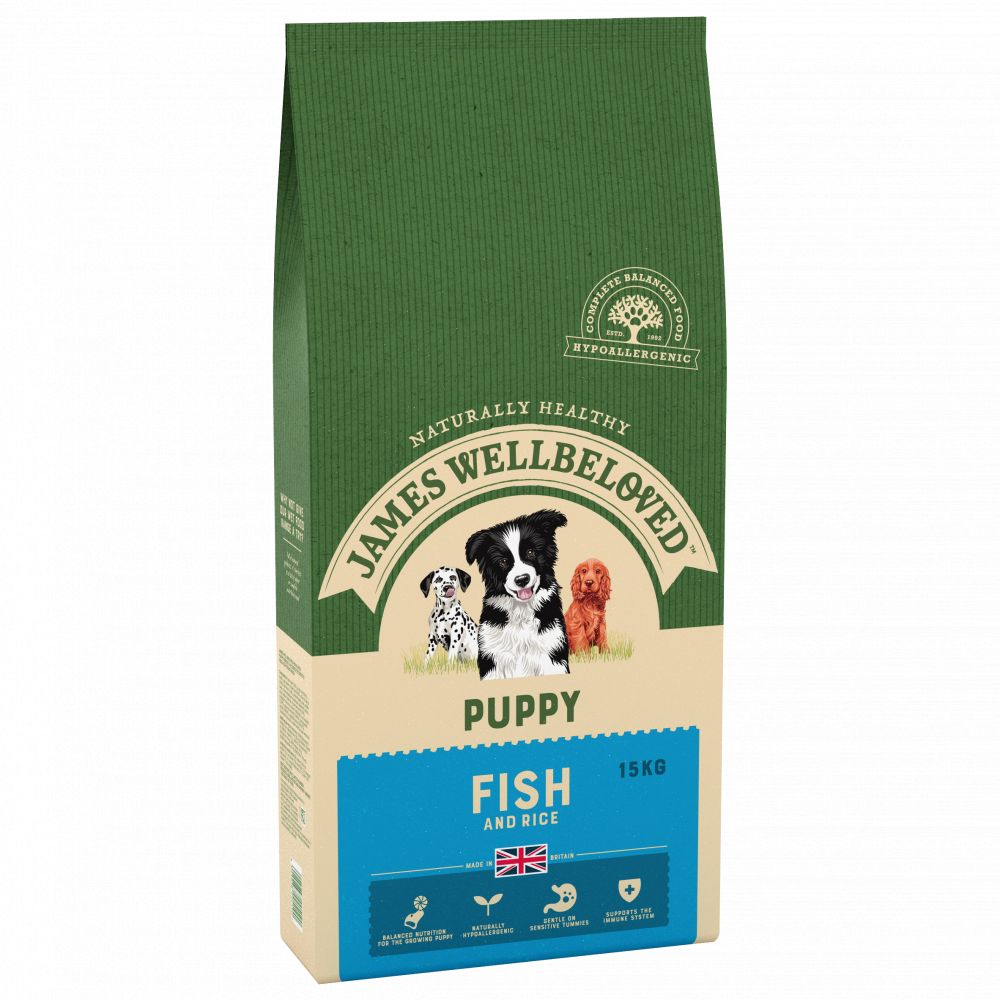 JAMES WELLBELOVED Fish & Rice Kibble Puppy Dog Food 15kg