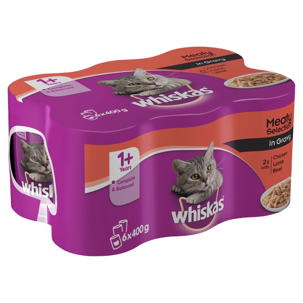 Whiskas 1+ Years Cat Can Meat Selection in Gravy 6 x 400g