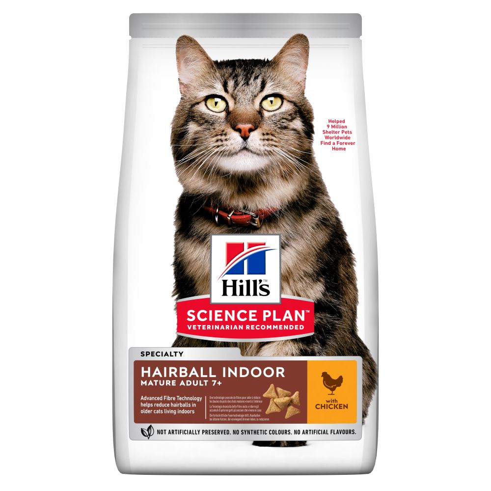 Hill's Science Plan Mature Adult Hairball & Indoor Dry Cat Food Chicken Flavour