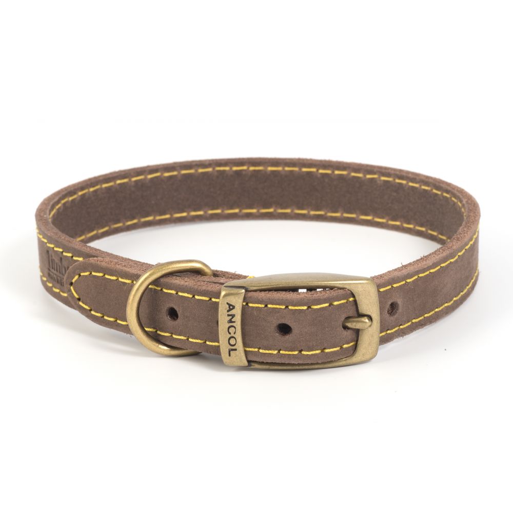Ancol Timberwolf Brown Leather Dog Collar Sable