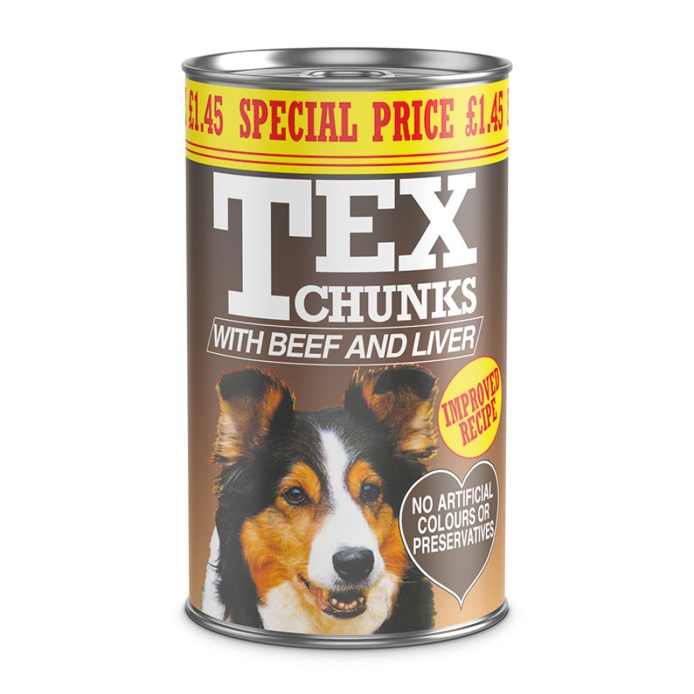 Tex Beef & Liver 6 x 1.2kg Special Price £1.45 per tin