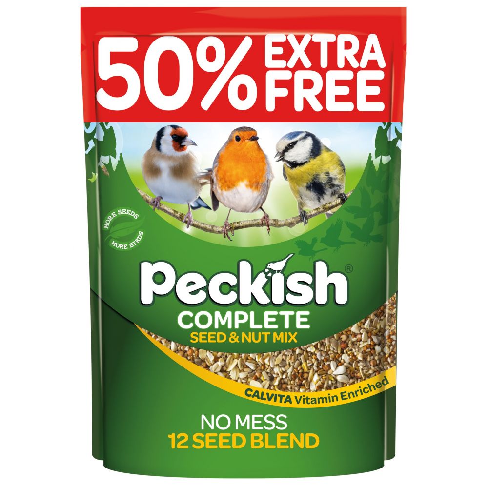 Peckish Complete Seed and Nut No Mess Wild Bird Seed Mix 2kg+50% Extras Free