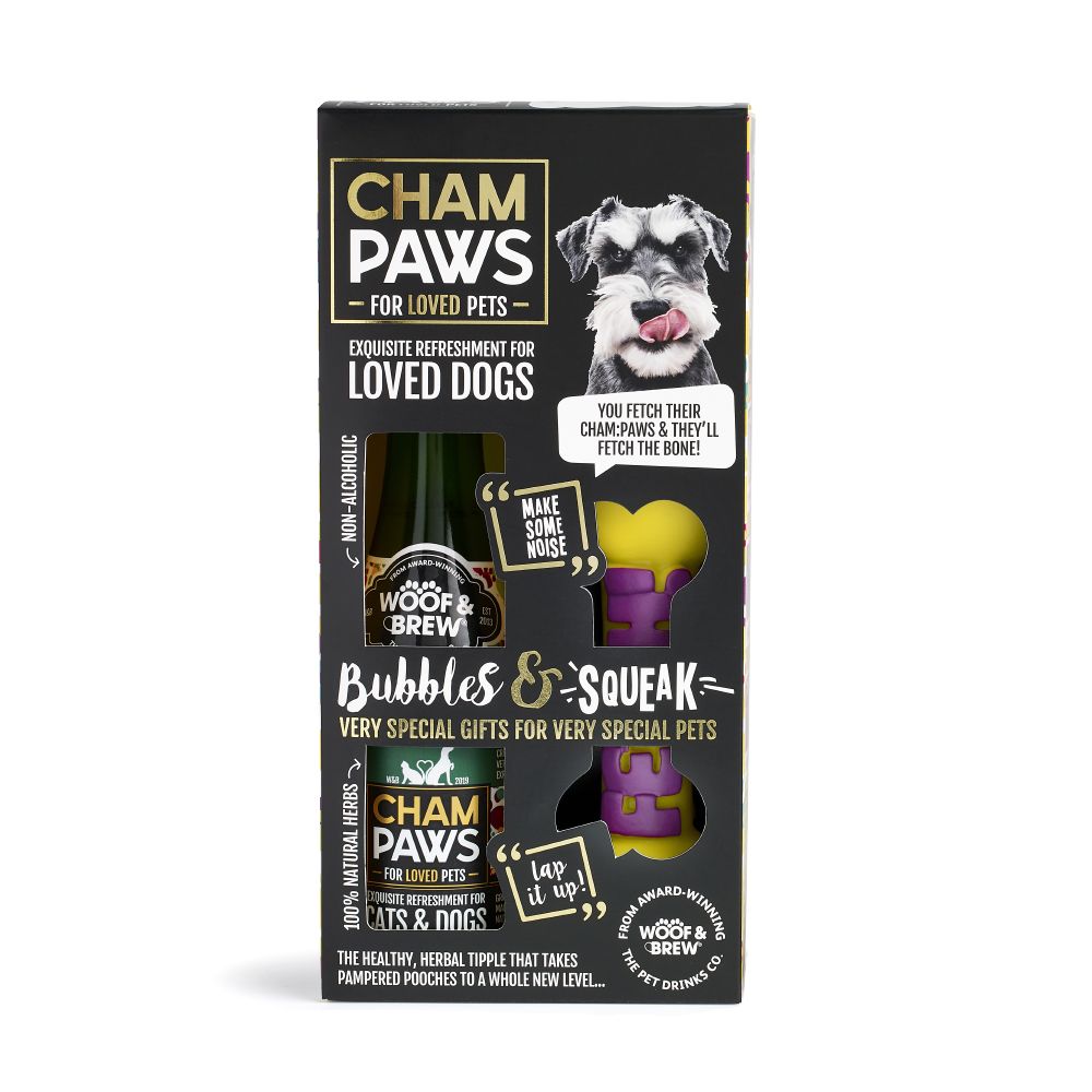 Woof & Brew Champaws Bubbles & Squeak Gift