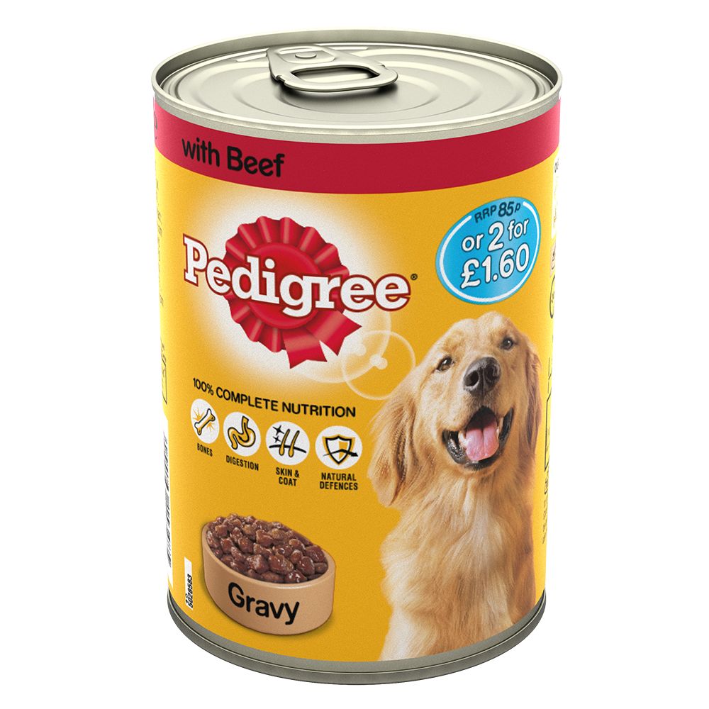 Pedigree Dog Can with Beef in Gravy 2 x 400g for £1.60 12 pack