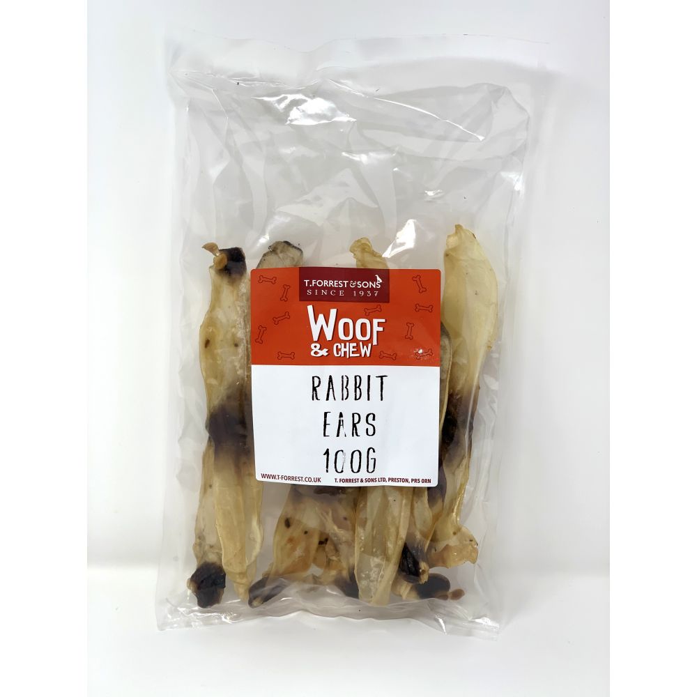 Woof & Chew Dried Rabbit Ears 100g