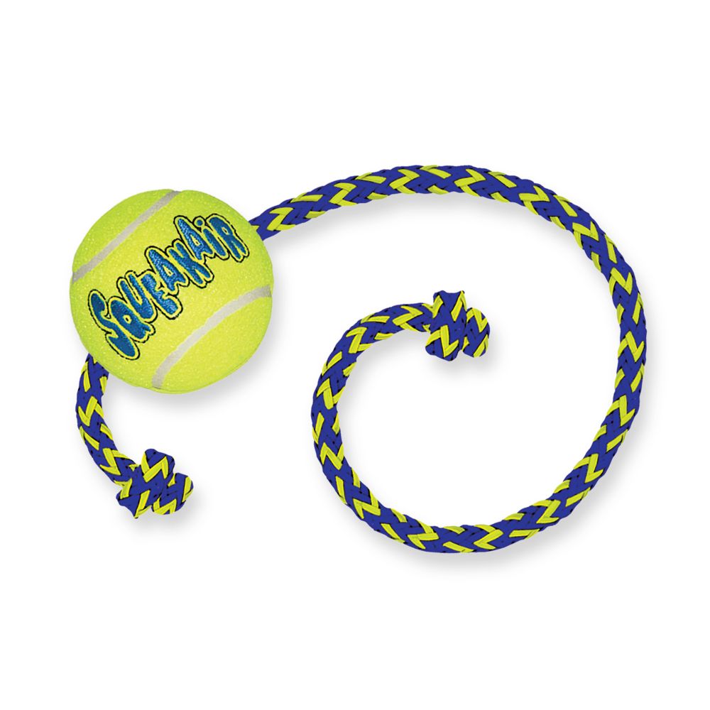 KONG AirDog Squeakair Ball With Rope Dog Toy - Medium