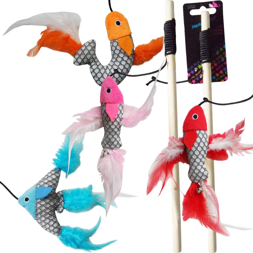Hemm & Boo Fish Teaser Stick Cat Toy