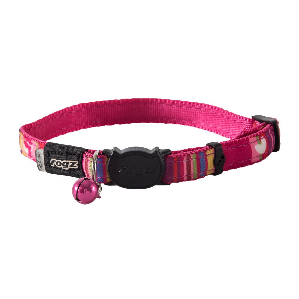 Rogz Neo Catz Pink Candy Stripe Cat Collar