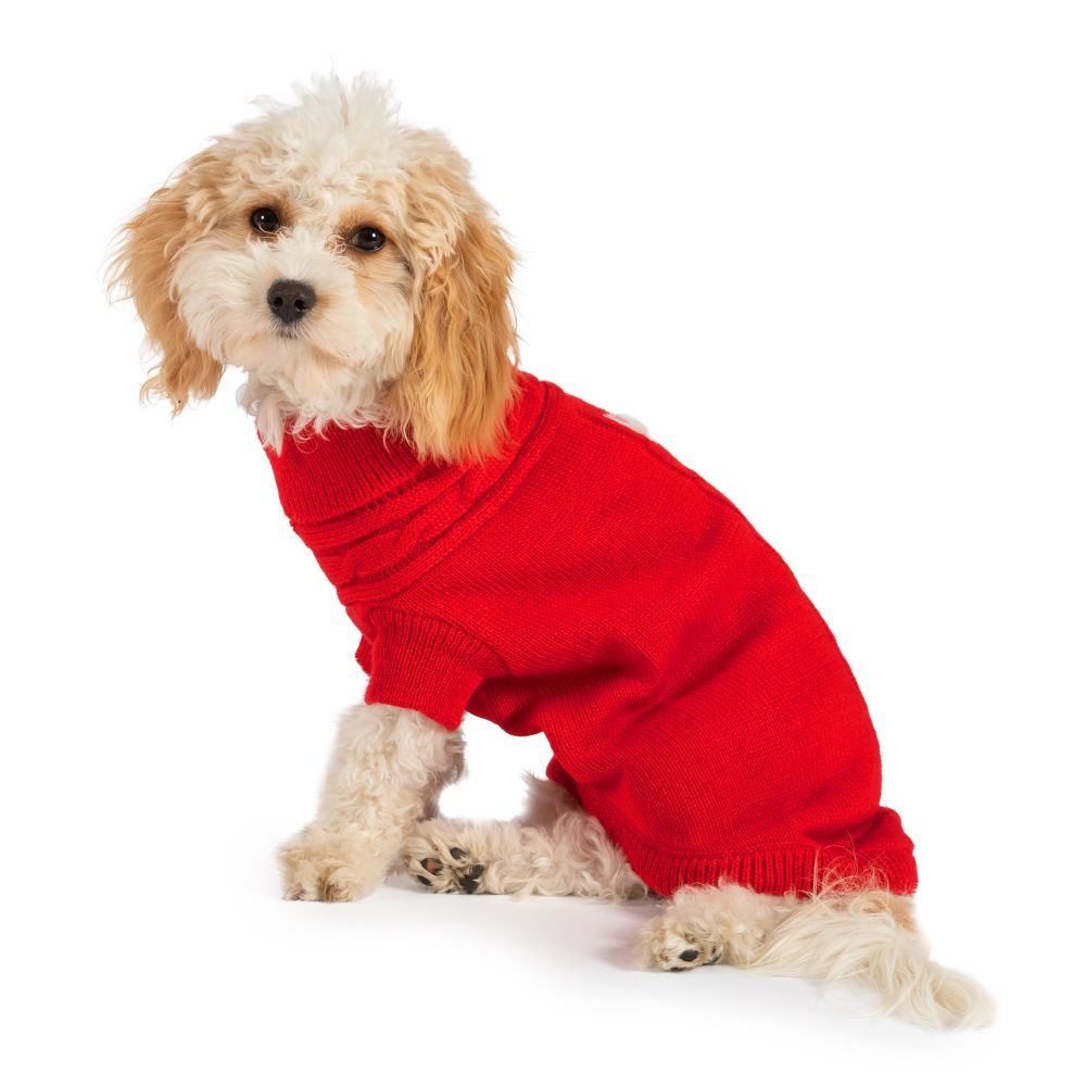 Ancol Cable Knitted Dog Jumper in Red