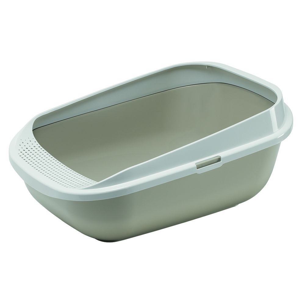 Comfy Step Open Cat Litter Tray in Warm Grey