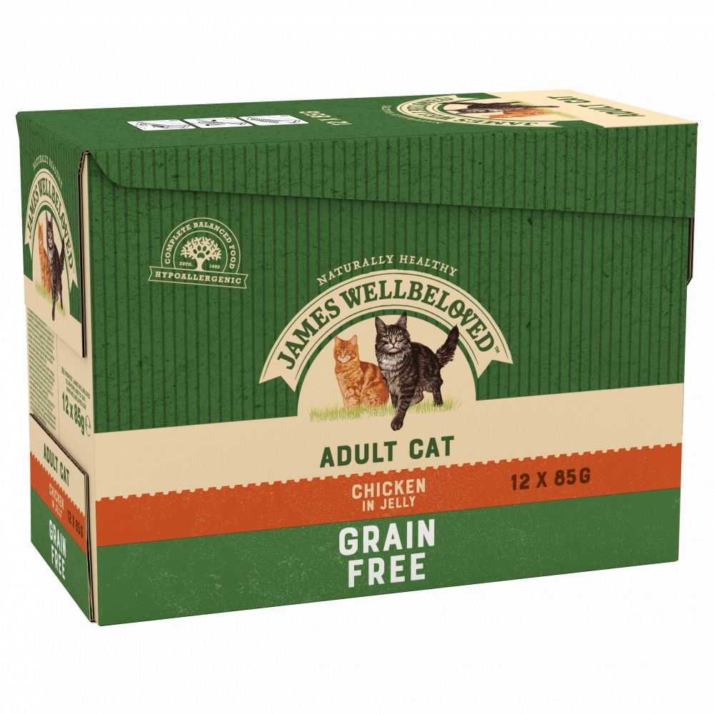 JAMES WELLBELOVED Adult Cat Food Grain Free Pouches with Chicken in Jelly 12pk
