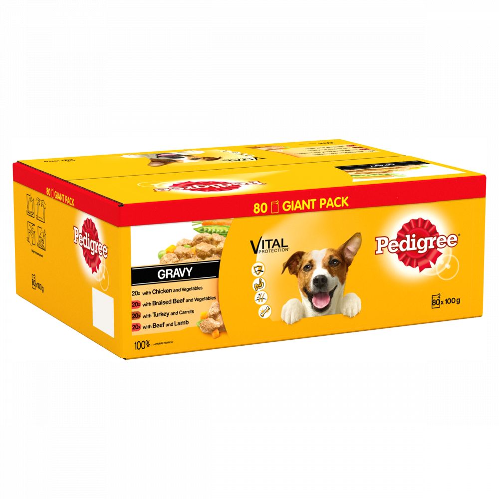 PEDIGREE Dog Pouches Mixed Selection in Gravy 80x100g Mega Pack