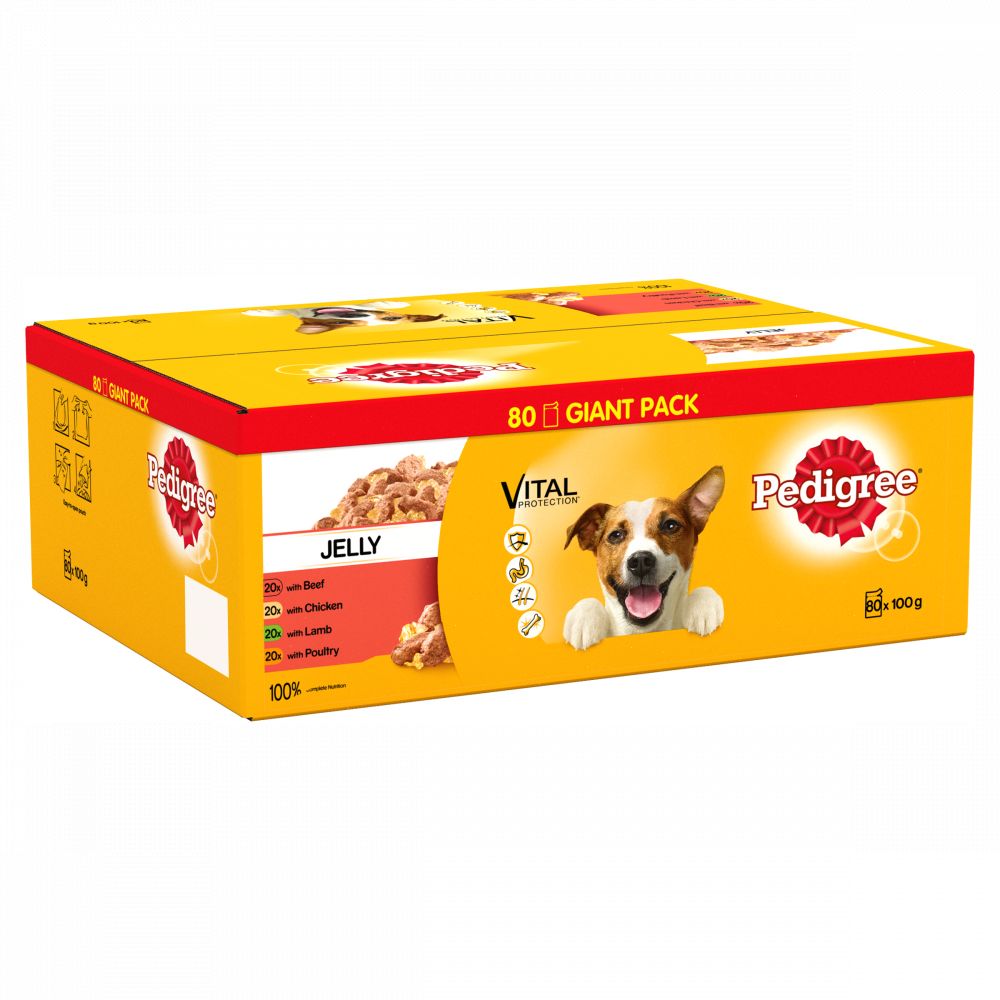 PEDIGREE Dog Pouches Mixed Selection in Jelly 80x100g Mega Pack