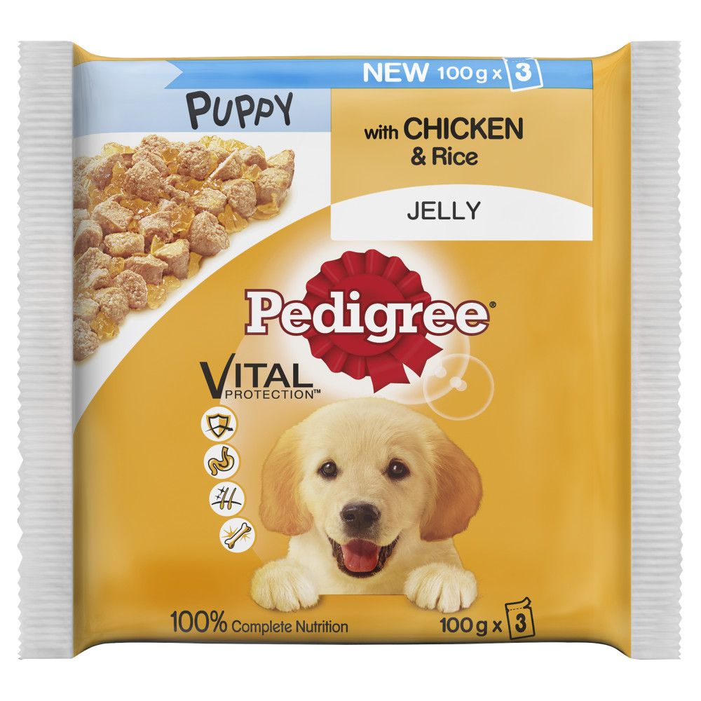 Pedigree Wet Puppy Dog Food Pouches Chicken in Jelly 3 x 100g
