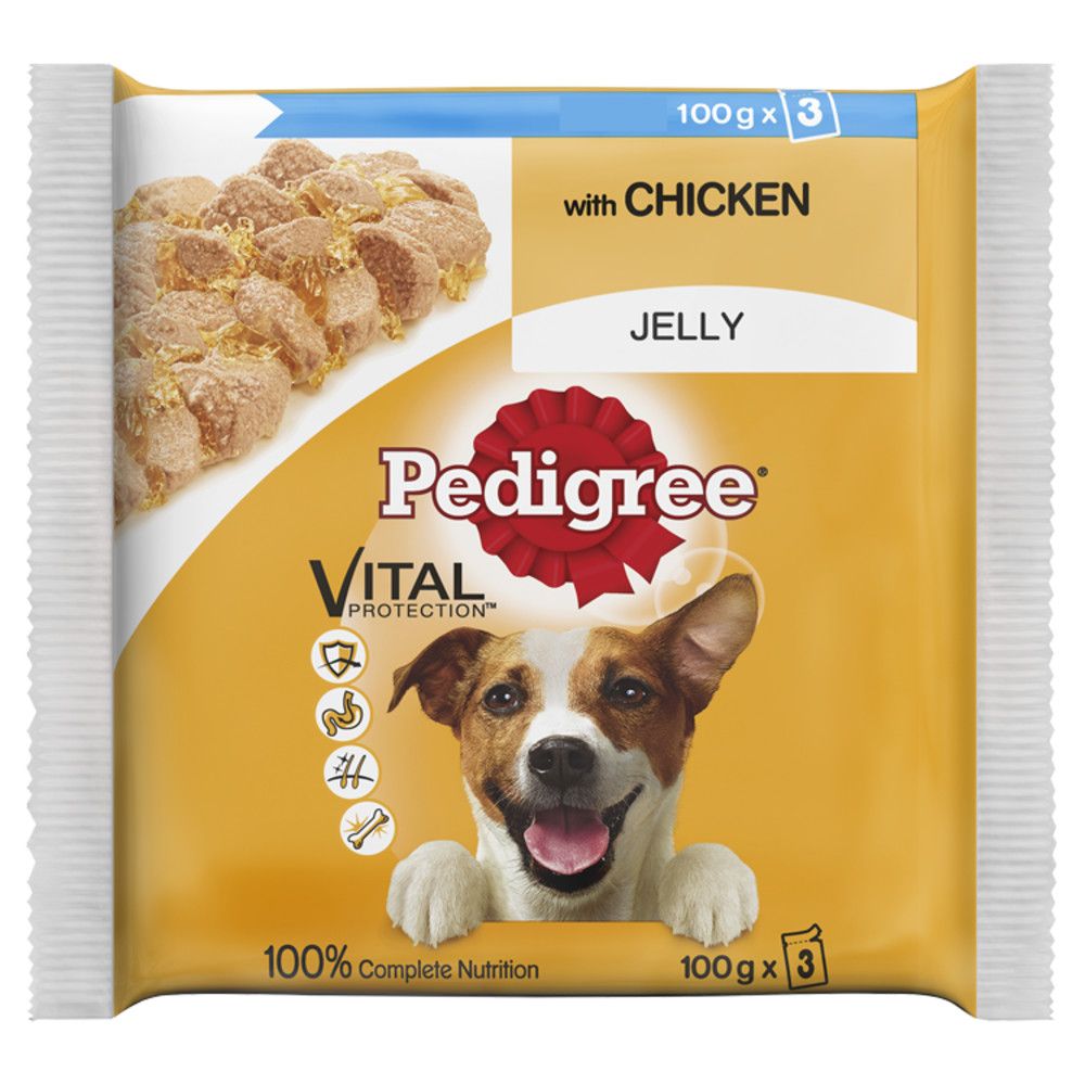 Pedigree Wet Dog Food Pouches Chicken in Jelly 3 x 100g packs