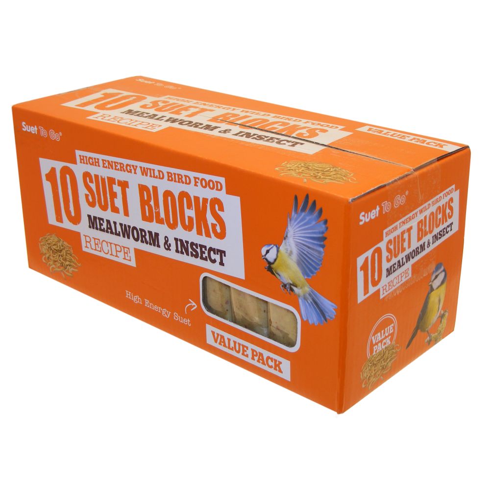 Suet To Go Mealworm & Insect Block Value Pack 10pk