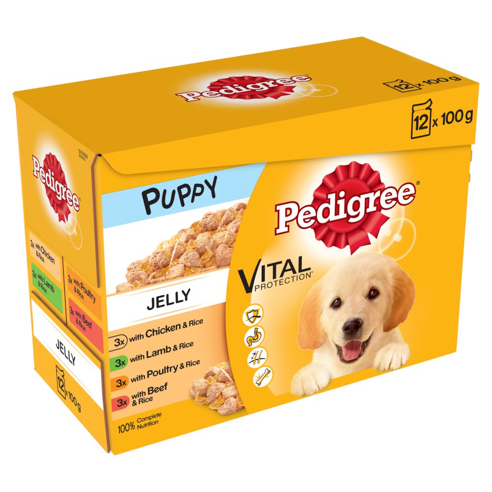Pedigree Puppy Wet Dog Food Pouches Mixed Selection in Jelly 12x100g