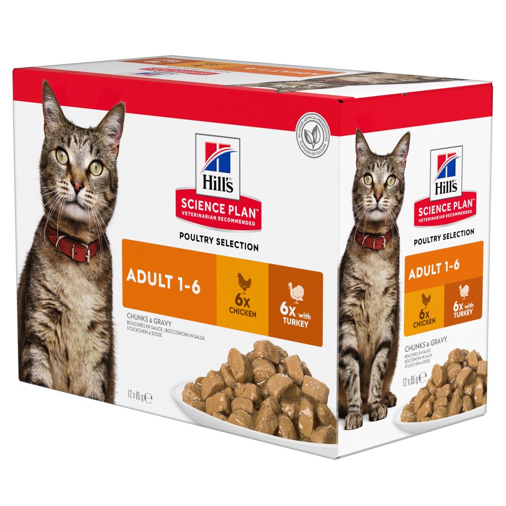 Hill's Science Plan Adult Wet Cat Food Multipack Chicken & Turkey Flavour 12 pack